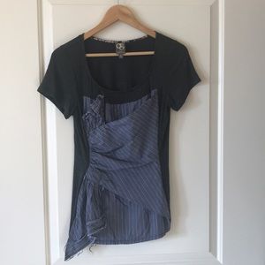 Anthro One September Faux Tailored Raw Edge Tee